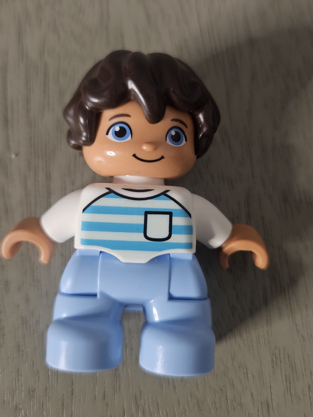 Lego Duplo Figures Kid Boy brown hair teal/pale blue shirt lt blue pants